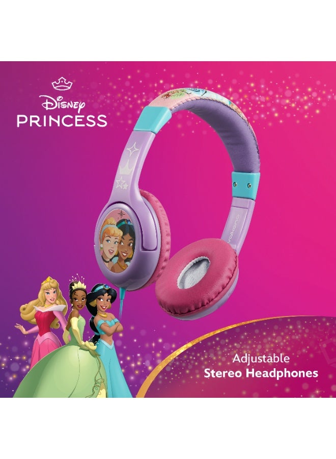 Volkano Disney Princess Kiddies Adjustable Stereo Headphones – Comfortable Padded Earcups, 3.5mm Aux Connection, Perfect for Young Listeners (Ages 3+) - Image 2