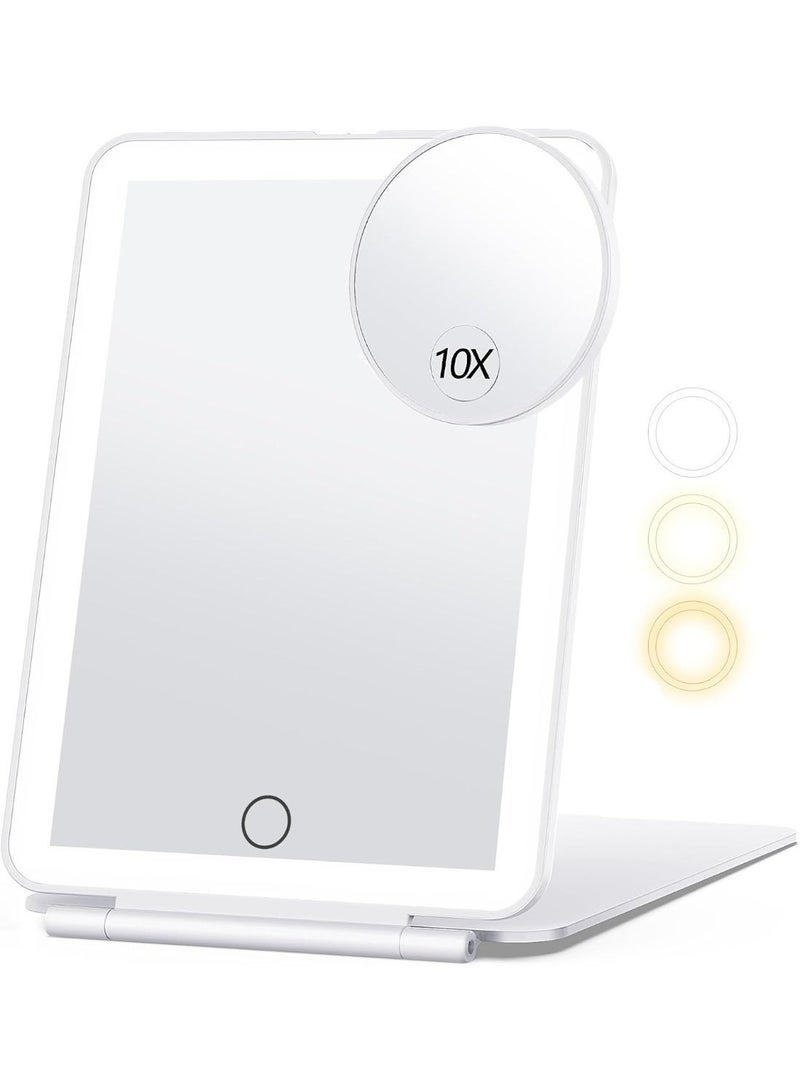Rechargeable Makeup Mirror for Travel – Portable Vanity Mirror with  Lights, 3 Color Lighting Modes,  Rechargeable Battery, Ultra-Slim Lighted Mirror for Makeup & Travel - Image 1