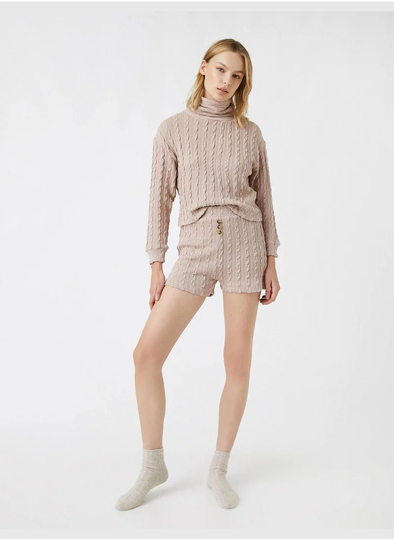 KOTON Button Front Knit Patterned Pyjamas Bottom