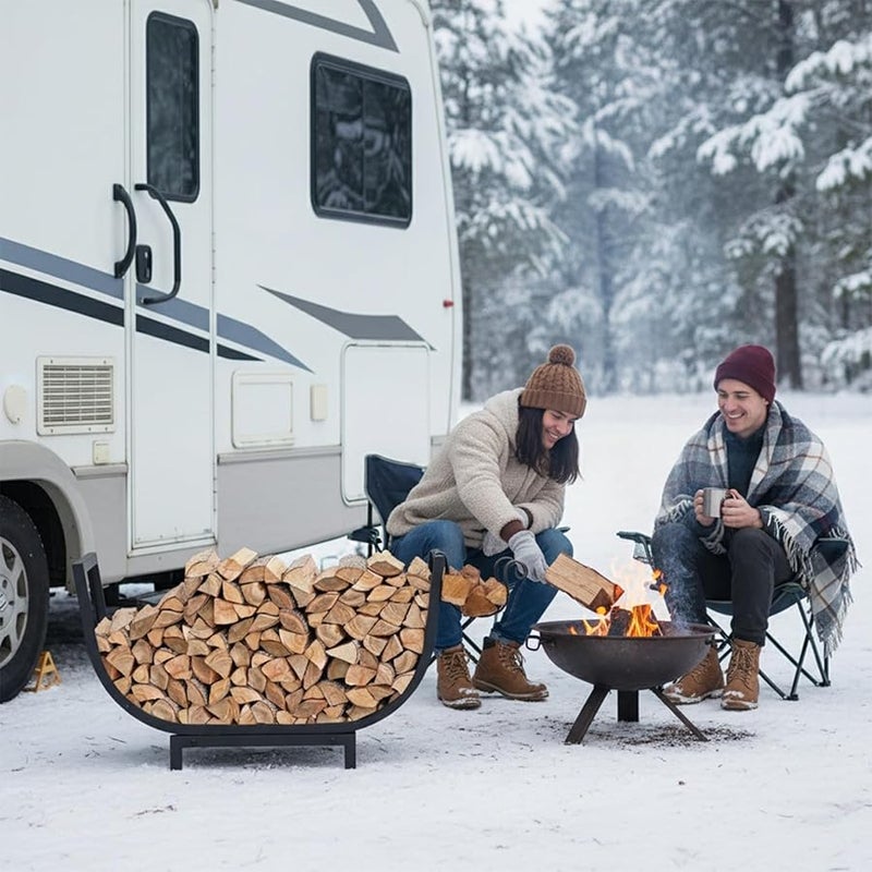 رف خشب معدني مقاس 24 بوصة للداخل والخارج مقاوم للماء والصدا حامل جذوع خشب - Image 5