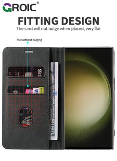 GROIC For Samsung Galaxy S23 Ultra Case,Luxury Leather Wallet Cover, Leather Wallet Case Classic Design with Card Slot and Magnetic Flip Flip Folding Case for Galaxy S23 Ultra Phone Shell 6.8''  - Image 5