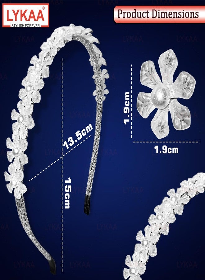 Lykaa 1 Pcs Hair band for Women Stylish Flowers Design Pearl Hairbands for Girls Rhinestone HeadBands Prefect For Wedding And Party Functions Hair Accessories Bridal Headpiece Set of 1 Hair Bands - Image 2