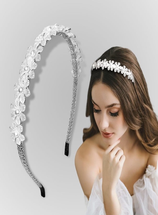 Lykaa 1 Pcs Hair band for Women Stylish Flowers Design Pearl Hairbands for Girls Rhinestone HeadBands Prefect For Wedding And Party Functions Hair Accessories Bridal Headpiece Set of 1 Hair Bands - Image 1
