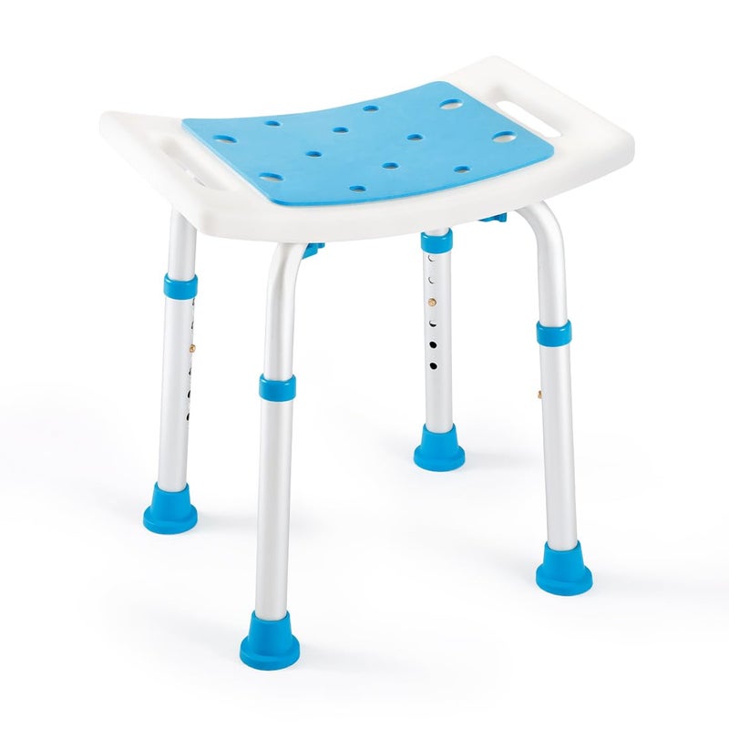 HEALTH LINE MASSAGE PRODUCTS FSAHSA Eligible Shower Stool 350lbs Bath Seat Chair ToolFree Assembly Height Adjustable Bath Bench with Padded Seat for Seniors Elderly Disabled Handicap by Health Line Massage Products 