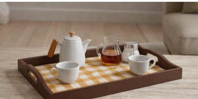 Mawan 4-piece leather serving tray and table mat set, heat and water resistant, non-slip, 30 x 40 cm - Image 1