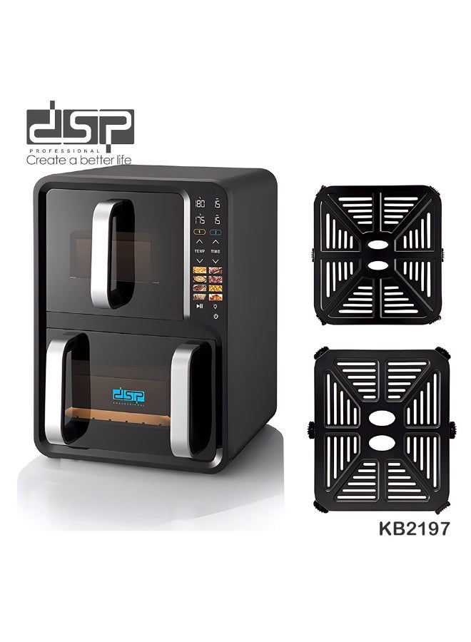 DSB DSP Dual Basket Air Fryer 12L (5L + 7L) – 2800W – Smart LED Touch Control – Oil-Free Cooking – 8 Preset Programs – Double Cooking Without Flavor Mixing - Image 1