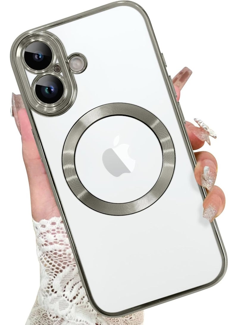 ACLIX Magnetic Case for iPhone 17, Camera Lens Full Protection, Soft TPU Phone Cover, Compatible with MagSafe Wireless Charging, Shockproof TPU Phone Cover | Titanium - Image 1