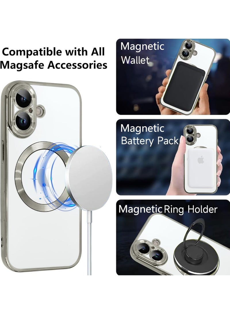 ACLIX Magnetic Case for iPhone 17, Camera Lens Full Protection, Soft TPU Phone Cover, Compatible with MagSafe Wireless Charging, Shockproof TPU Phone Cover | Titanium - Image 2