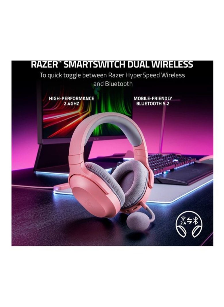 RAZER Razer Barracuda X Wireless Gaming & Mobile Headset (PC, Playstation, Switch, Android, iOS): 2022 Model - 2.4GHz Wireless + Bluetooth - Lightweight 250g - 40mm Drivers - 50 Hr Battery - Quartz Pink  - Image 2