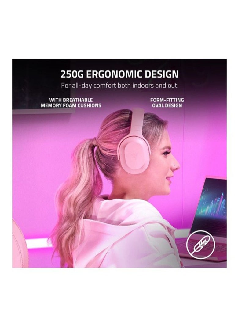 RAZER Razer Barracuda X Wireless Gaming & Mobile Headset (PC, Playstation, Switch, Android, iOS): 2022 Model - 2.4GHz Wireless + Bluetooth - Lightweight 250g - 40mm Drivers - 50 Hr Battery - Quartz Pink  - Image 3