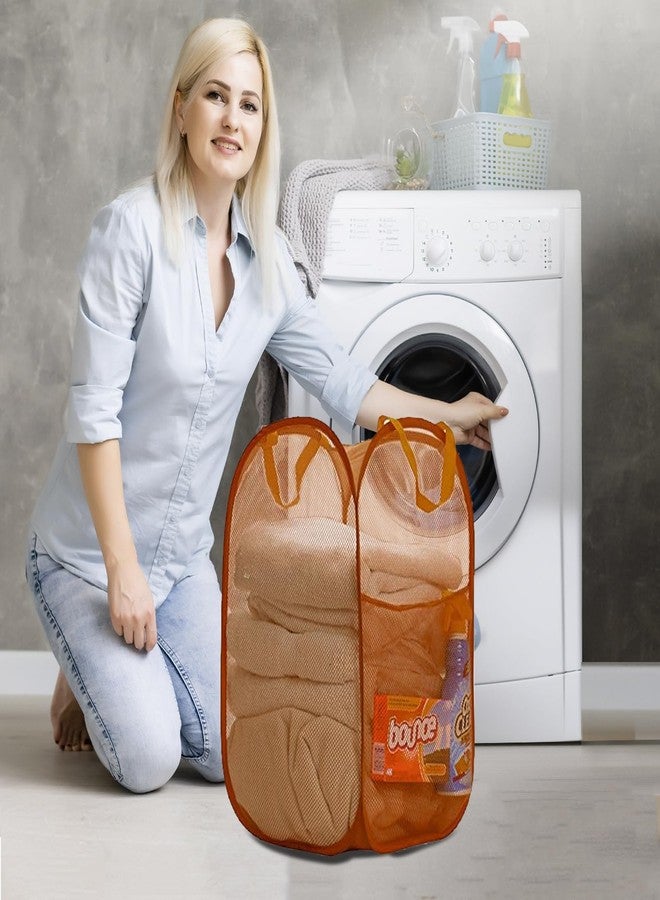 Maypes Premium Heavy-Duty Mesh Pop-Up Clothes Laundry Hamper - Home & College Essentials Camel (14"x14"x24") - Image 3
