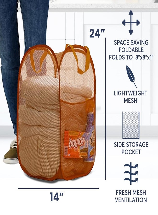Maypes Premium Heavy-Duty Mesh Pop-Up Clothes Laundry Hamper - Home & College Essentials Camel (14"x14"x24") - Image 2