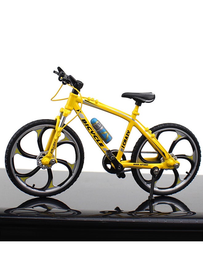 Generic Creative Alloy Mini Bicycle Model Ornament Toy Collection Single Speed Bike Diecast Metal Vehicle Display-Color:Road Racing Yellow  - Image 1
