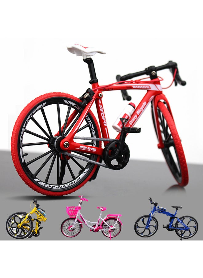 Generic Creative Alloy Mini Bicycle Model Ornament Toy Collection Single Speed Bike Diecast Metal Vehicle Display-Color:Road Racing Yellow  - Image 4