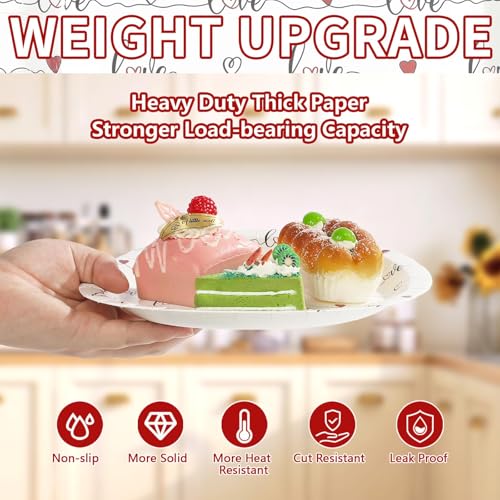Greencian 50Pcs Valentine's Day Paper Plates 9" Disposable Red Love Heart Paper Plates Red Hearts Dinner Plates for Valentine Wedding Anniversary Galentine Party Decorations - Image 3