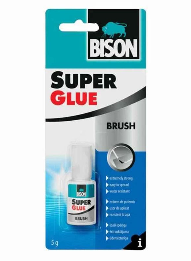 Bison Super Glue with Brush, 5 g, bottle with brush applicator for easy spreading, Ultra fast and extremely strong