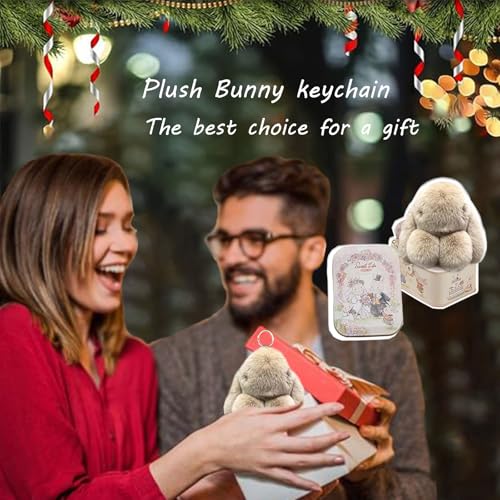 BOVVSKY Bunny Keychain with Box, Bunny Keychain with Tin, BunnyCute Plush Key chain (Frost Pink) - Image 2