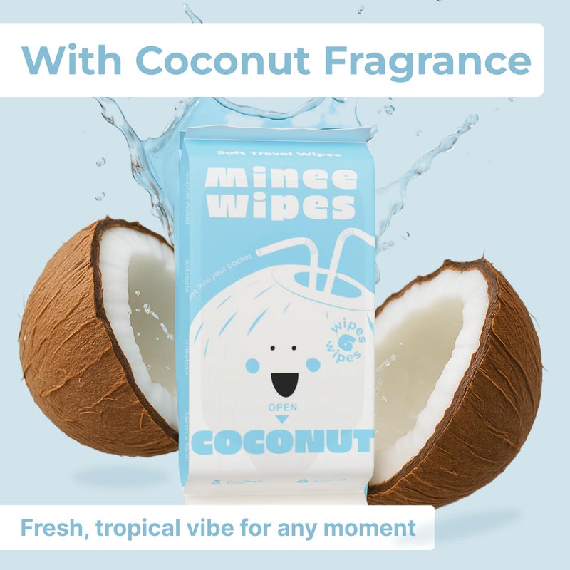MOONIES Impossibly Compact Travel Wipes With Fragrance - Skin-Friendly  Hypoallergenic & Scented Wet Wipes For Adults  Kids & Baby Care (60 Wipes Total  Coconut) - Image 2