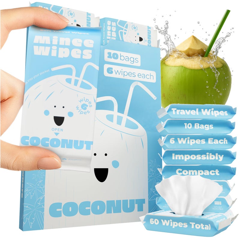 MOONIES Impossibly Compact Travel Wipes With Fragrance - Skin-Friendly  Hypoallergenic & Scented Wet Wipes For Adults  Kids & Baby Care (60 Wipes Total  Coconut) - Image 1