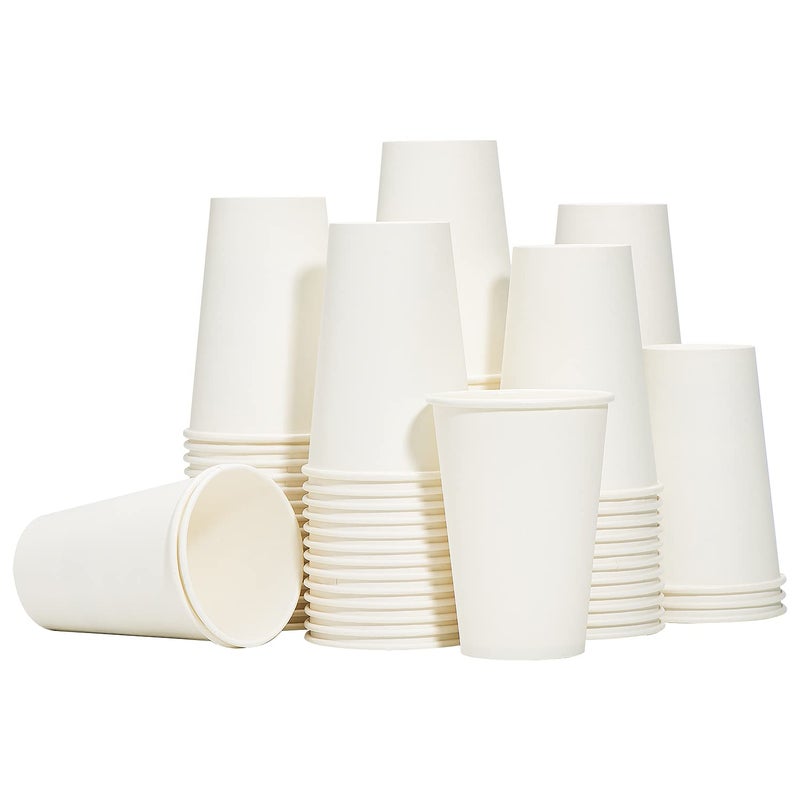 RACETOP Hot Paper Coffee Cups 12 oz [300 Pack], Disposable Coffee Cups 12 oz, Upgraded Weight Of Paper, White - Image 1