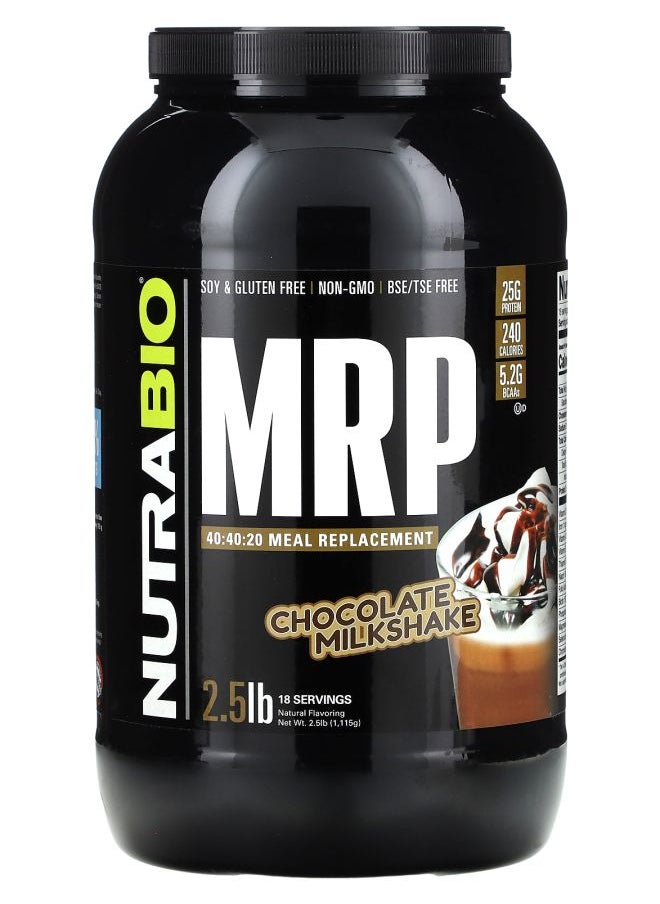 NutraBio MRP 40:40:20 Meal Replacement Chocolate Milkshake 2.5 lb (1115 g) 
