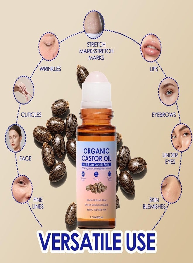 OLAMLY Castor Oil Roll On for Face | Roller Ball for Fine Lines, Wrinkles & Puffiness, Thicker Lashes & Brows & Hair Moisturizer | Natural Self Skincare Therapy [50 ML] - Image 3