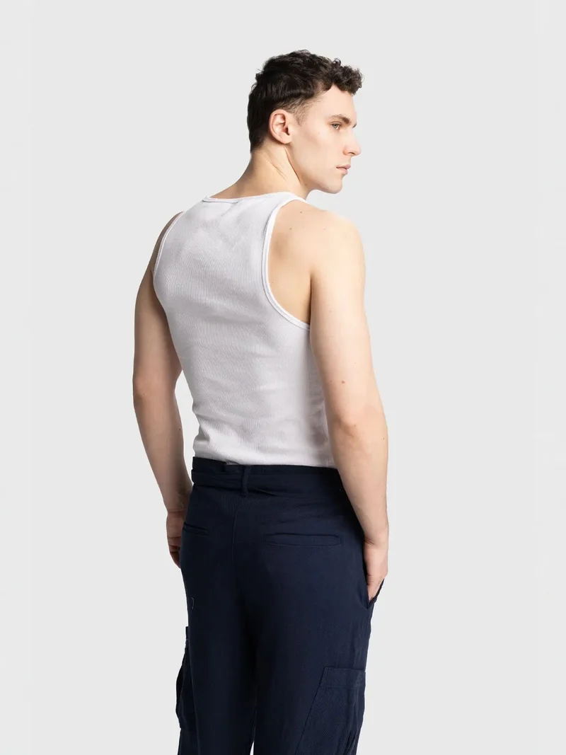 Giesto White GIESTO Fitted Sleeveless U Collar T-Shirt for Men | Best Price UAE