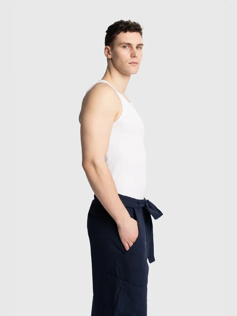 Giesto White GIESTO Fitted Sleeveless U Collar T-Shirt for Men | Best Price UAE