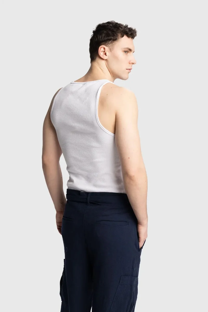 Giesto White GIESTO Fitted Sleeveless U Collar T-Shirt for Men | Best Price UAE