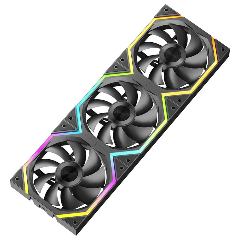 Jungle Leopard Galaxy 120mm PC Case Fan, ARGB and PWM Cooling Fans PC, Axle Core Double Ring CD Pattern Module Computer Fans, Daisy-Chain 5V RGB Fan (Black 3 Pack) - Image 1