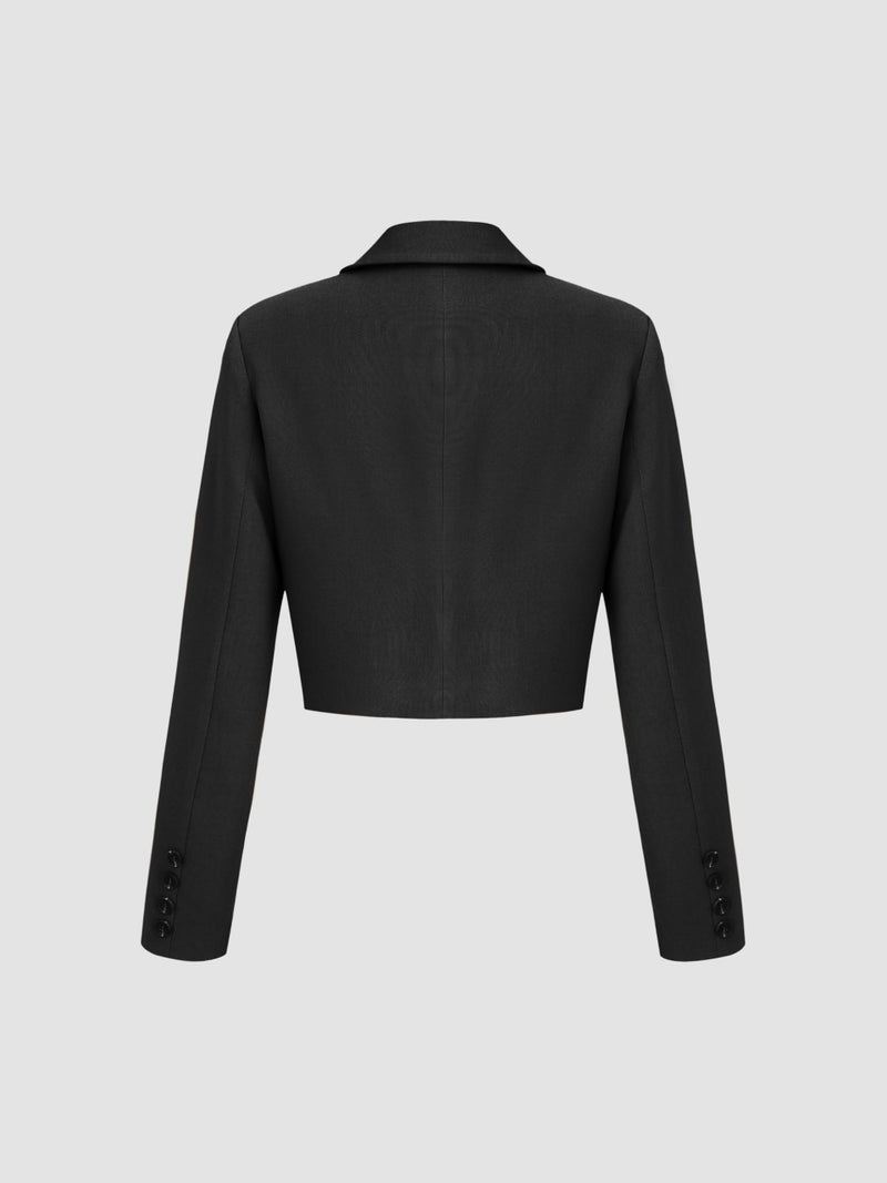 CIDER Womens Blazer Cropped Business Casual Open Front Long Sleeve Suit Work Office Blazer Jacket: Black, XL - Image 5