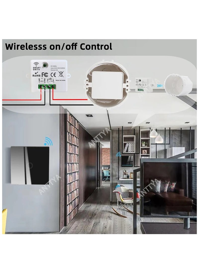 Generic - Wireless Light Switch 433Mhz Mini Remote Control,85-250V 10A Smart Relay Receiver, Wall Switch Panel, Led Lamp Fan ﻿ - Image 1