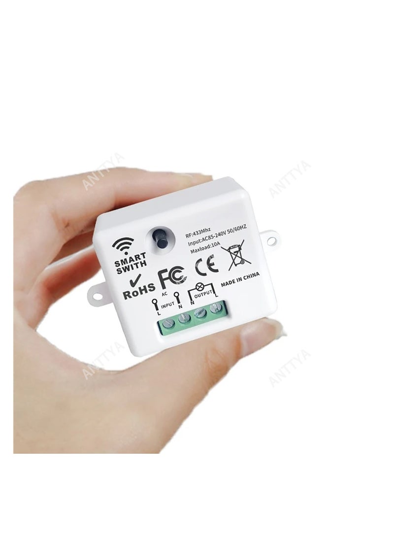 Generic - Wireless Light Switch 433Mhz Mini Remote Control,85-250V 10A Smart Relay Receiver, Wall Switch Panel, Led Lamp Fan ﻿ - Image 1