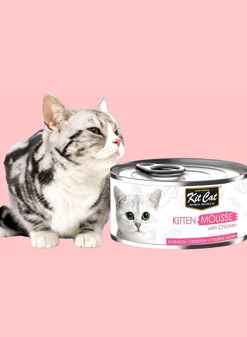 Kit Cat (24 packs) wet food with Chicken Mousse flavor for small and large cats / 80 grams - Image 3