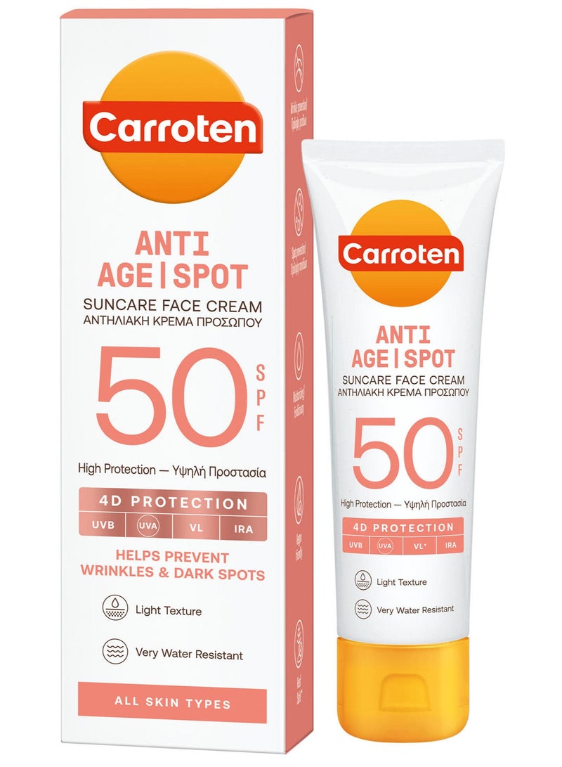 Carroten Anti-Age & Anti Spot Suncare Spf50 Face Cream 4D Protection Water Resistant 50 ML - Image 1