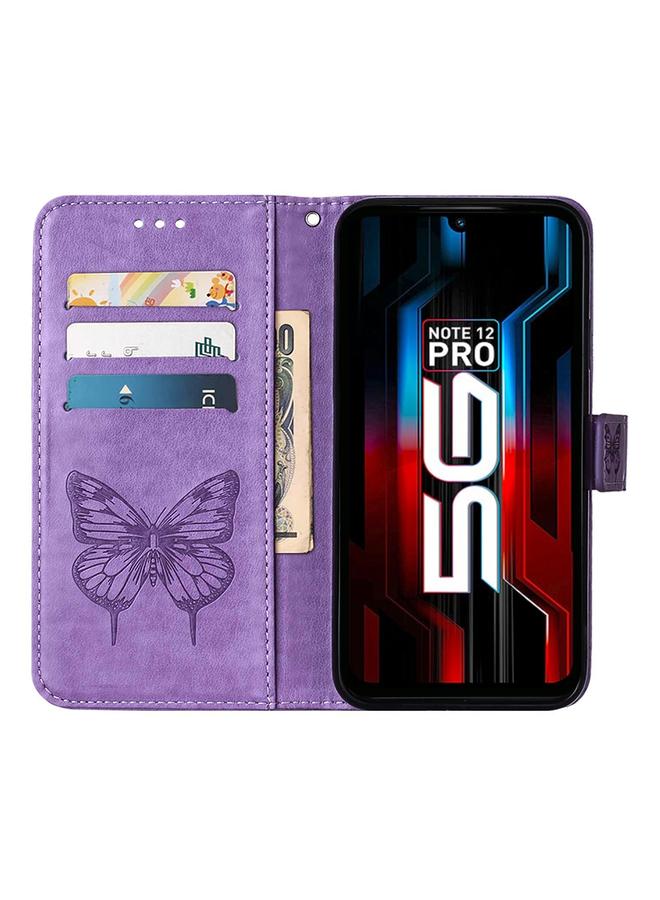 S-TOP Case For Infinix Note 12 Pro 5G Embossed Butterfly Flip Leather Phone Case - Image 4