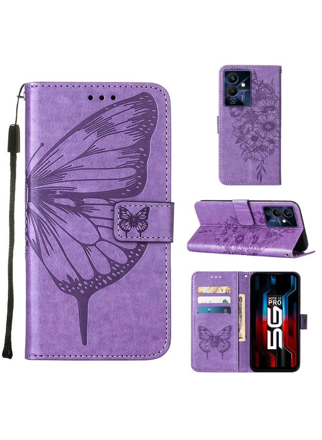 S-TOP Case For Infinix Note 12 Pro 5G Embossed Butterfly Flip Leather Phone Case - Image 1