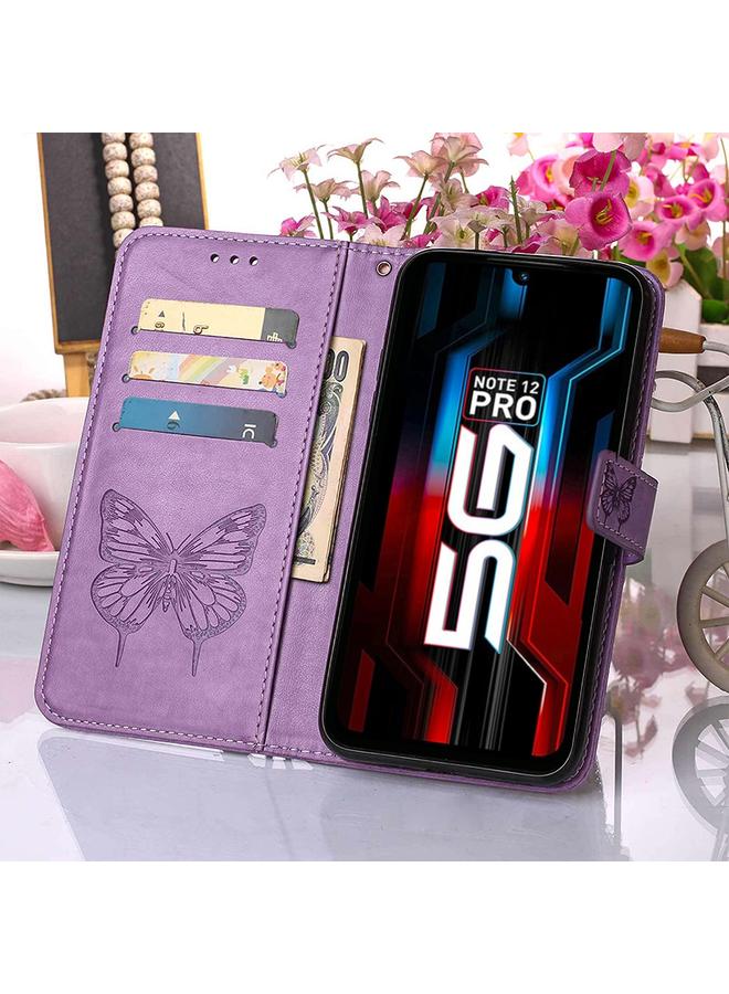 S-TOP Case For Infinix Note 12 Pro 5G Embossed Butterfly Flip Leather Phone Case - Image 5