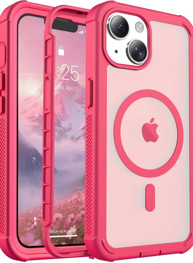 jaroco Magnetic for iPhone 14 Case, [Compatible with MagSafe][Military Grade Drop Protection][Heavy Duty Protection][Non-Slip][Shockproof] 2-Layer Durable Bumper Phone Case 6.1''-Rose - Image 1