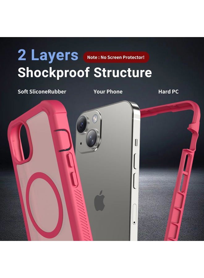 jaroco Magnetic for iPhone 14 Case, [Compatible with MagSafe][Military Grade Drop Protection][Heavy Duty Protection][Non-Slip][Shockproof] 2-Layer Durable Bumper Phone Case 6.1''-Rose - Image 2