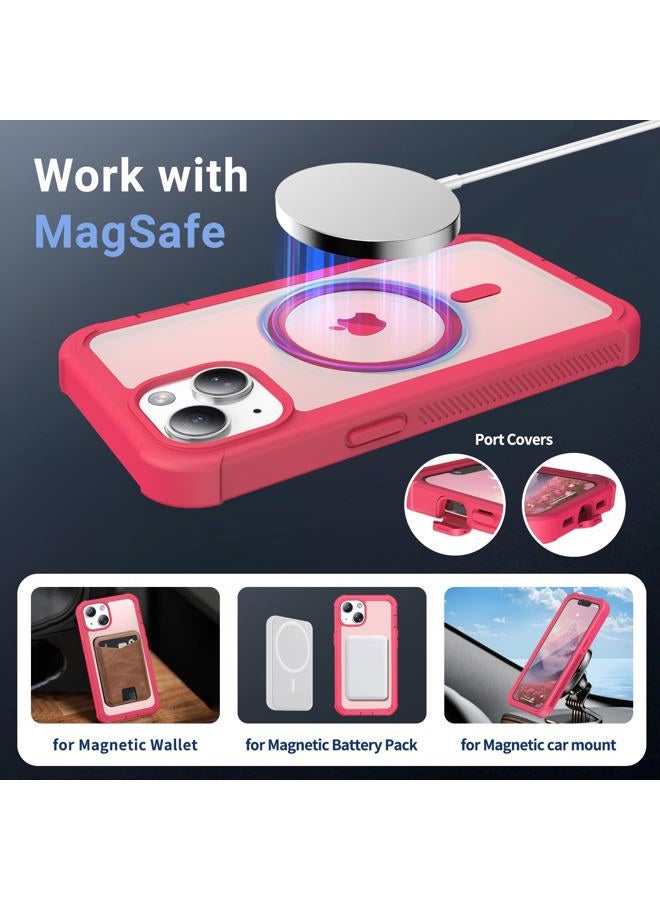 jaroco Magnetic for iPhone 14 Case, [Compatible with MagSafe][Military Grade Drop Protection][Heavy Duty Protection][Non-Slip][Shockproof] 2-Layer Durable Bumper Phone Case 6.1''-Rose - Image 4