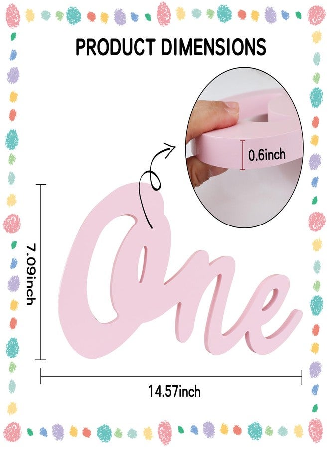 TONIFUL One Wooden Sign Cutout Letter for Girl 1st Birthday Party Decorations Table Centerpieces for First Birthday Light Pink Letter Wooden Photo Booth Props Party Decorations Supplies - Image 3