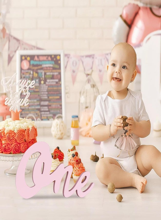 TONIFUL One Wooden Sign Cutout Letter for Girl 1st Birthday Party Decorations Table Centerpieces for First Birthday Light Pink Letter Wooden Photo Booth Props Party Decorations Supplies - Image 5