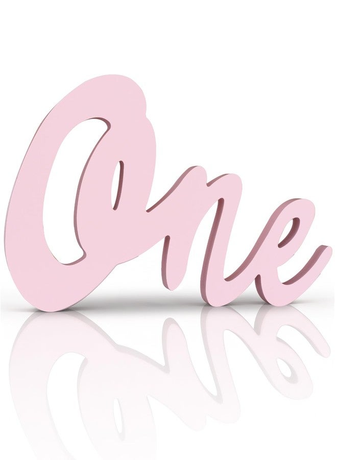 TONIFUL One Wooden Sign Cutout Letter for Girl 1st Birthday Party Decorations Table Centerpieces for First Birthday Light Pink Letter Wooden Photo Booth Props Party Decorations Supplies - Image 2