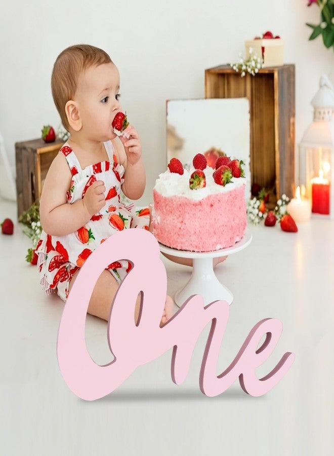 TONIFUL One Wooden Sign Cutout Letter for Girl 1st Birthday Party Decorations Table Centerpieces for First Birthday Light Pink Letter Wooden Photo Booth Props Party Decorations Supplies - Image 1