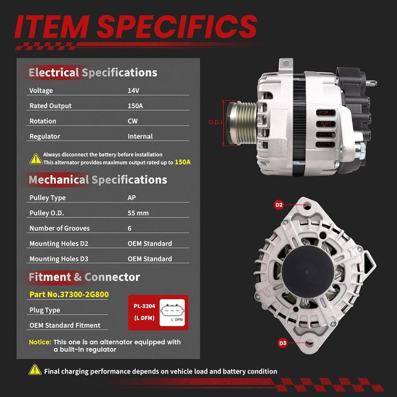 TSSLIIN High Output Alternator for Hyundai and KIA - Image 3