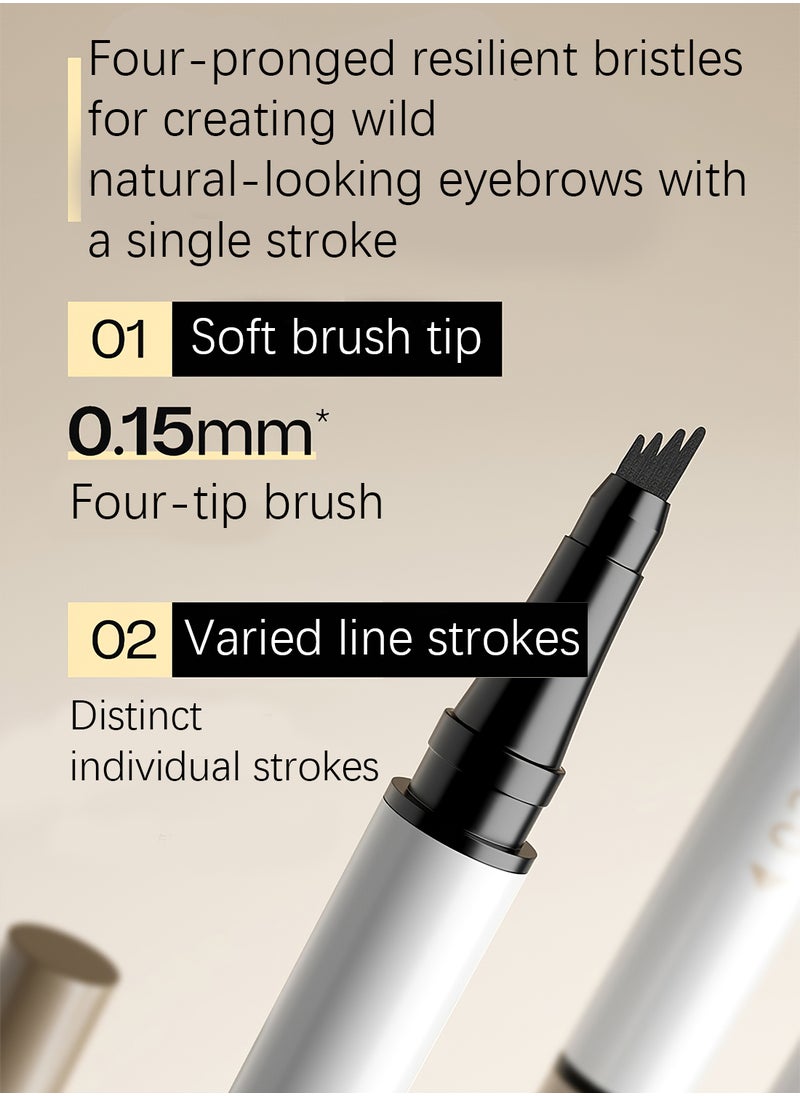 AMG - Eyebrow Pen with Micro-Fork Tip, Brow Gel, 4 Tip Microblade Eyebrow Pen, Waterproof Smudge Proof Long Lasting Brow Contouring Pencil, 0.55ml (Honey Cobbee Brown) - Image 1