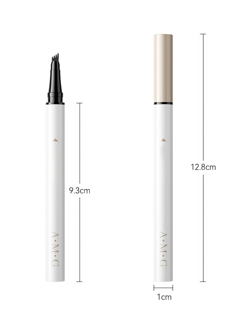AMG - Eyebrow Pen with Micro-Fork Tip, Brow Gel, 4 Tip Microblade Eyebrow Pen, Waterproof Smudge Proof Long Lasting Brow Contouring Pencil, 0.55ml (Honey Cobbee Brown) - Image 1