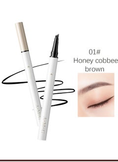 AMG Eyebrow Pen with Micro-Fork Tip, Brow Gel, 4 Tip Microblade Eyebrow Pen, Waterproof Smudge Proof Long Lasting Brow Contouring Pencil, 0.55ml (Honey Cobbee Brown)  - Image 1