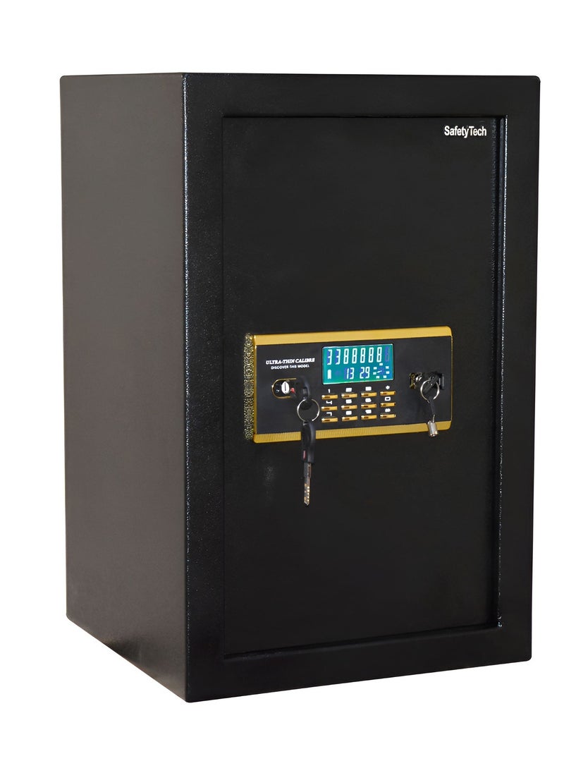 Safety Tech Safety Tech Electronic Safe with Two-Factor Authentication, 2-digit security system + 2 passwords + digital screen + powerful alarm + 2 locks, each lock has 2 keys + 2 two-factor passwords + digital screen + powerful alarm + size 60 cm (height) * 38 cm (depth) * 38 cm (width)  - Image 1